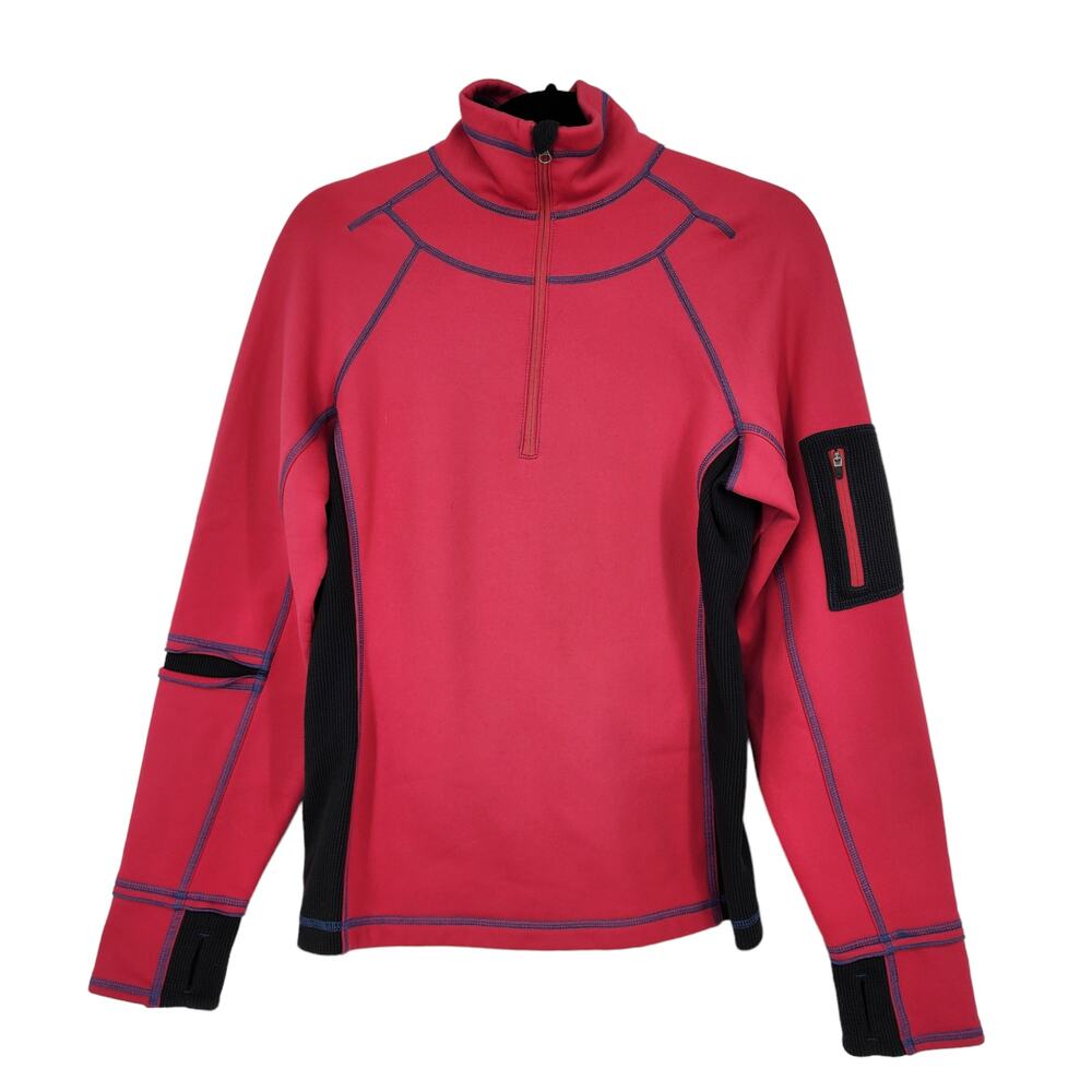 Title Nine Half Zip Pullover Pink Black Pocket Active Sweatshirt Size Small